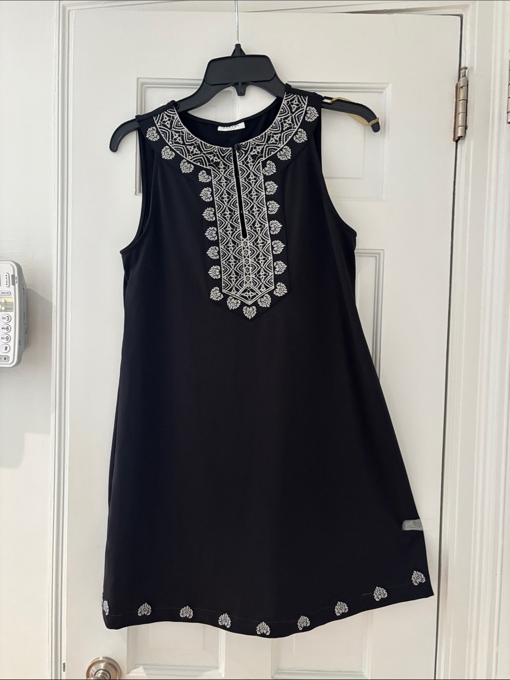 Cabana Life Black Shift Dress with White Embroider